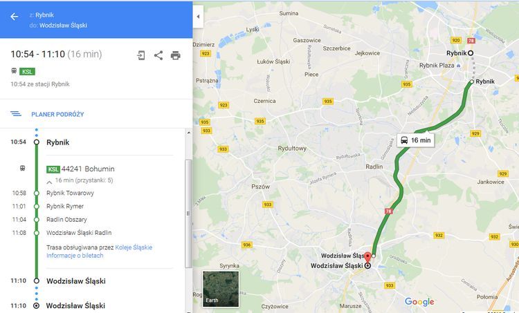 Koleje Śląskie przystąpiły do projektu Google Maps, 