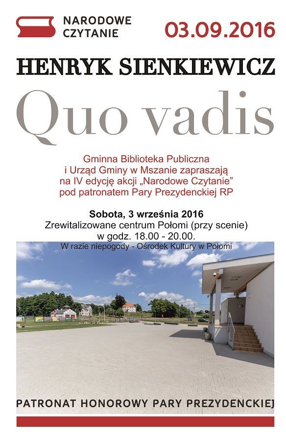 W Połomi wspólnie przeczytają „Quo vadis”, materiały prasowe UG Mszana