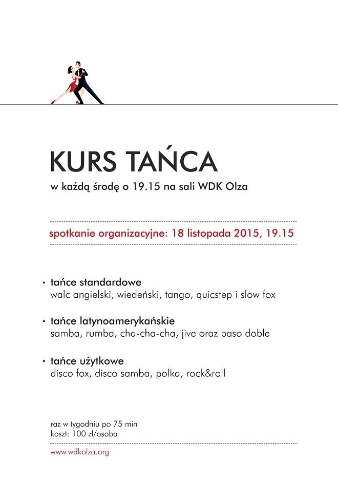 Już jutro startuje kurs tańca w WDK Olza, materiały prasowe