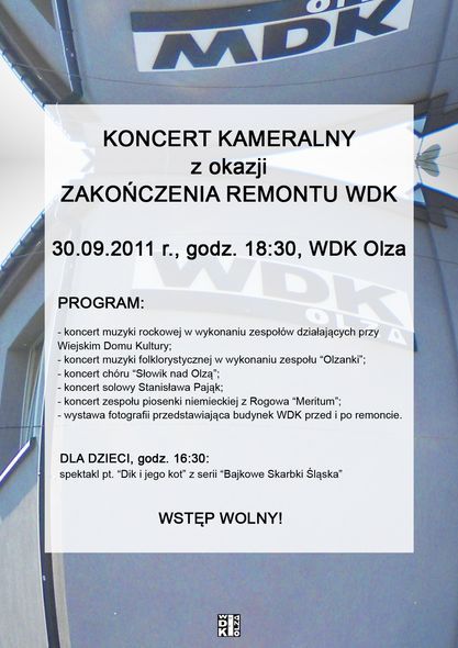 WDK Olza: będą świętować ukończenie remontu, Materiały prasowe