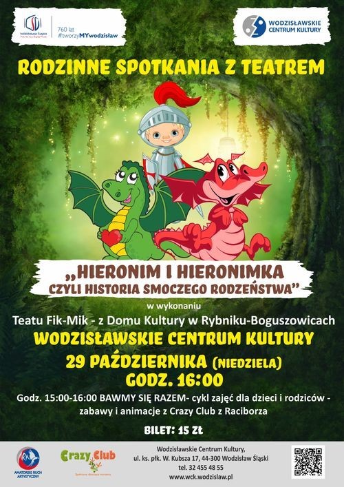 Rodzinne Spotkania z Teatrem: „Hieronim i Hieronimka - przygody smoczego rodzeństwa” (konkurs), Wodzisławskie Centrum Kultury