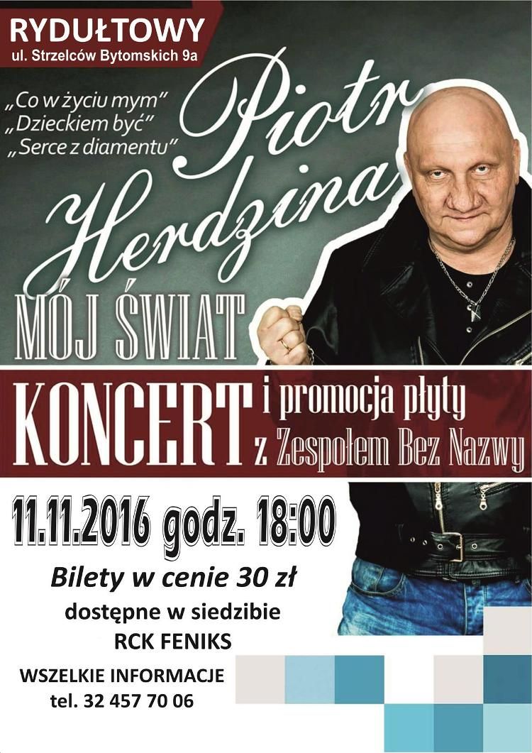 Koncert promujący płytę Piotra Herdziny w Rydułtowskim Centrum Kultury, materiały prasowe RCK