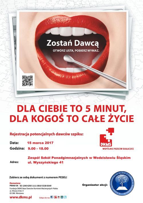 Przyjdź do ZSP i zostań potencjalnym dawcą szpiku kostnego, Starostwo Powiatowe w Wodzisławiu Śląskim