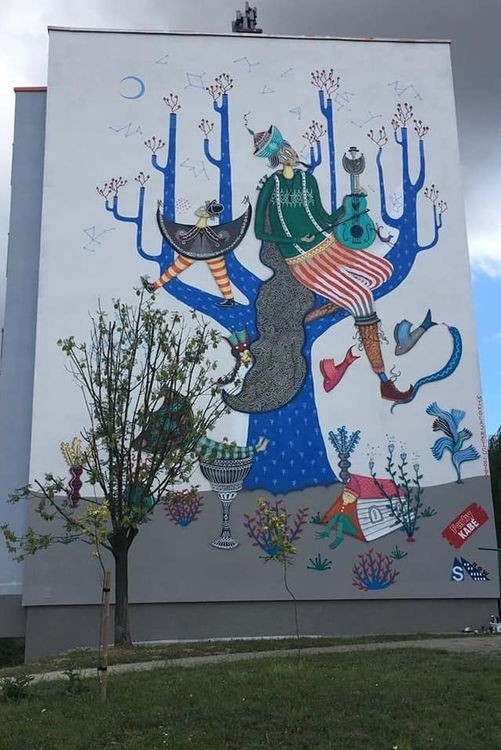 Jak powstawał mural na bloku SM ROW w Wodzisławiu Śl., Spółdzielnia Mieszkaniowa ROW