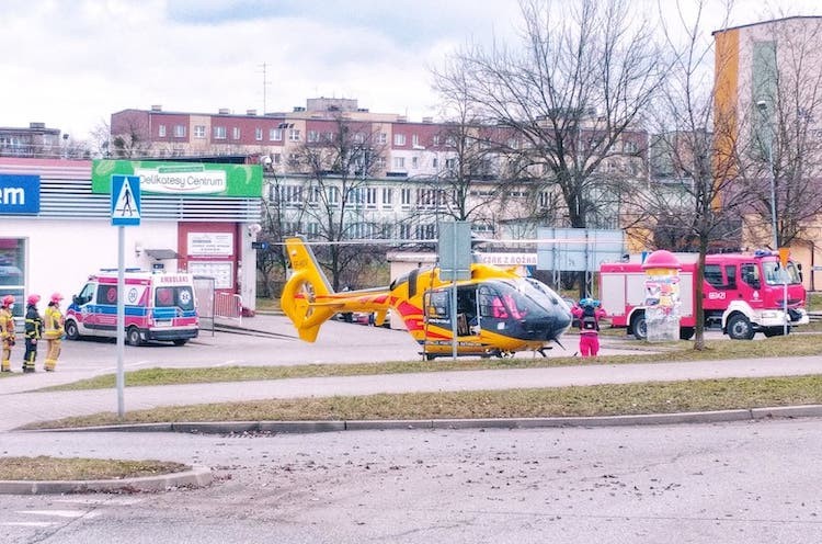 Lądowanie śmigłowca LPR w centrum miasta, Grzegorz Matla