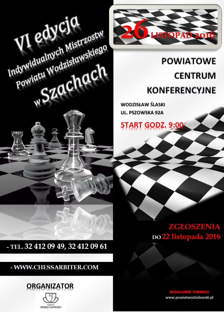 Zostań mistrzem powiatu w szachach! Trwają zapisy do turnieju, materiały prasowe Starostwo Powiatowe w Wodzisławiu Śląskim