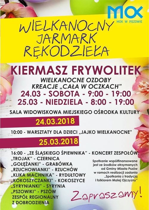 Wielkanocny Jarmark Rękodzieła w Pszowie już w ten weekend!, Materiały prasowe