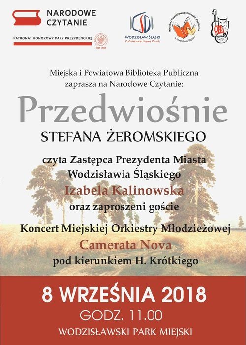 Narodowe Czytanie 2018. Wodzisławianie będą czytać w Parku Miejskim, MiPBP w Wodzisławiu Śląskim