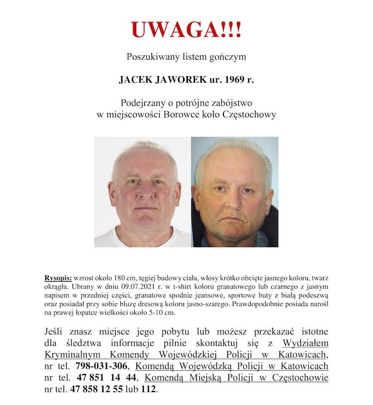 Policja wyznaczyła nagrodę za pomoc w ujęciu Jacka Jaworka. Żywego bądź martwego, 