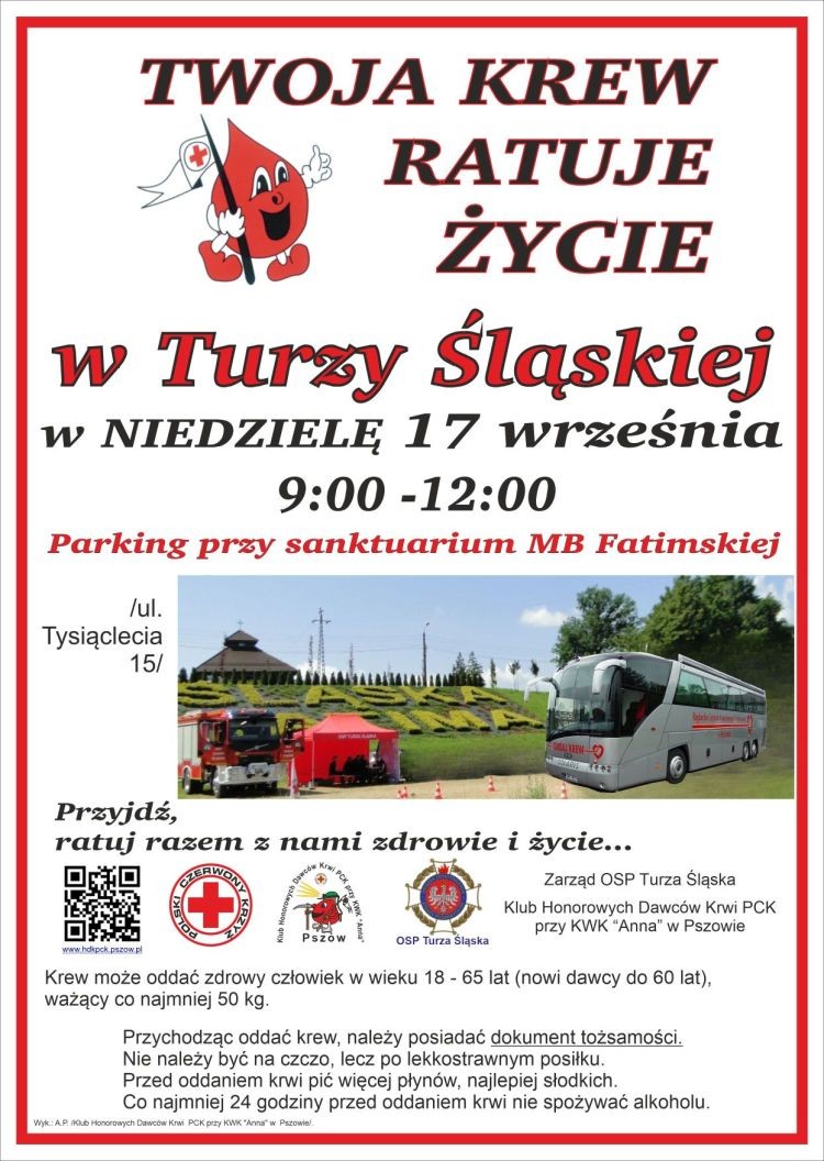 Turza Śląska: w niedzielę akcja krwiodawstwa, 