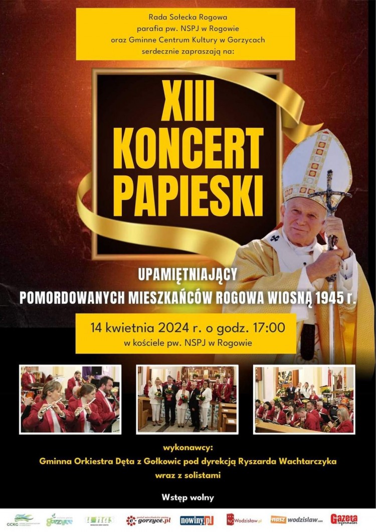 W niedzielę koncert papieski w Rogowie, 