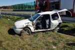 Wypadek na A1 w Mszanie. Kierowca uwięziony w rozbitym aucie, mł.ogn. Robert Żbikowski