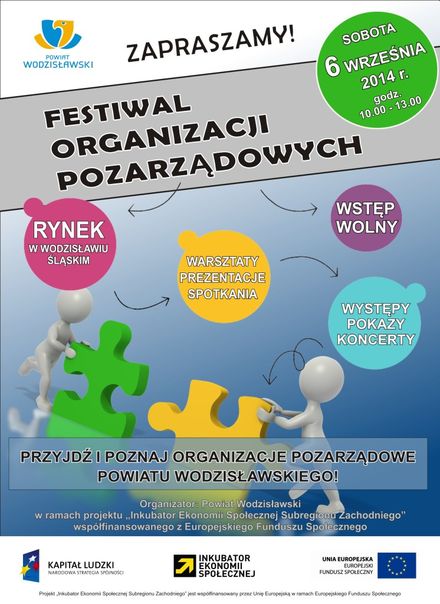 Przyjdź na festiwal i poznaj organizacje pozarządowe powiatu wodzisławskiego, materiały prasowe
