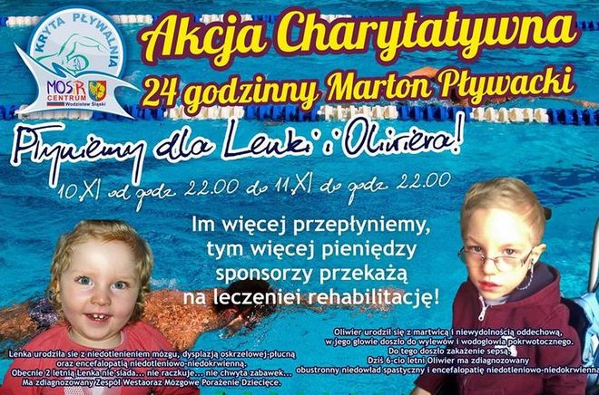 Wodzisław: 24 godzinny maraton pływacki. Płyniemy dla Lenki i Oliwiera!, materiały prasowe