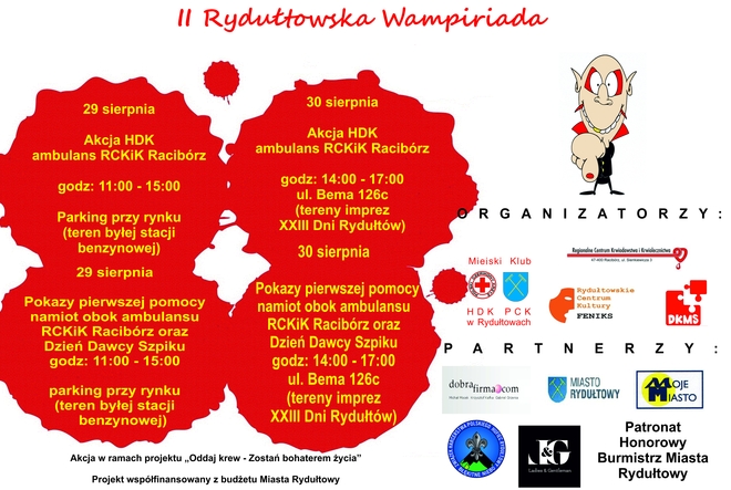 Dni Rydułtów: oddaj krew podczas II Rydułtowskiej Wampiriady, mat. prasowe