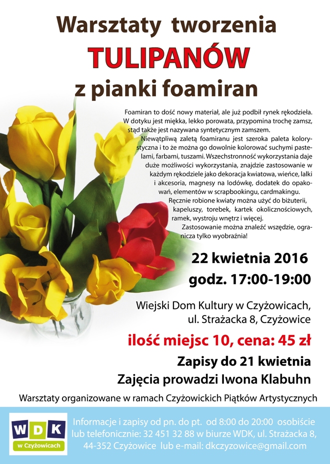 Stwórz niezwykłe tulipany na warsztatach w WDK Czyżowice , materiały prasowe