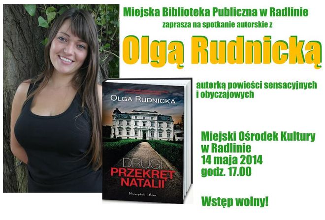 Biblioteka: spotkanie autorskie z Olga Rudnicką, Materiały prasowe