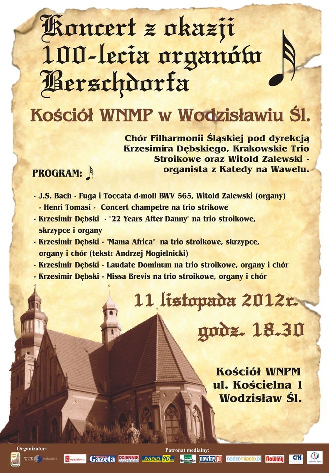 Wodzisław: będą świętować 100-lecie organów Berschdorfa, Materiały prasowe
