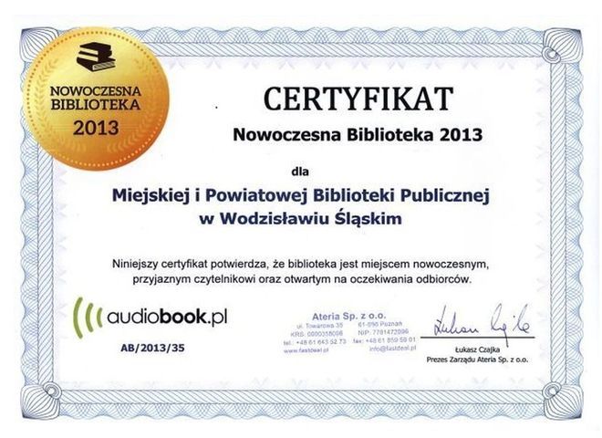 Wodzisław: biblioteka wyróżniona za zbiory audiobooków, Biblioteka Wodzisław