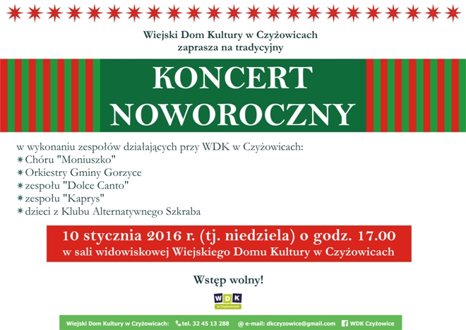 Koncert Noworoczny w WDK Czyżowice, materiały prasowe WDK Czyżowice