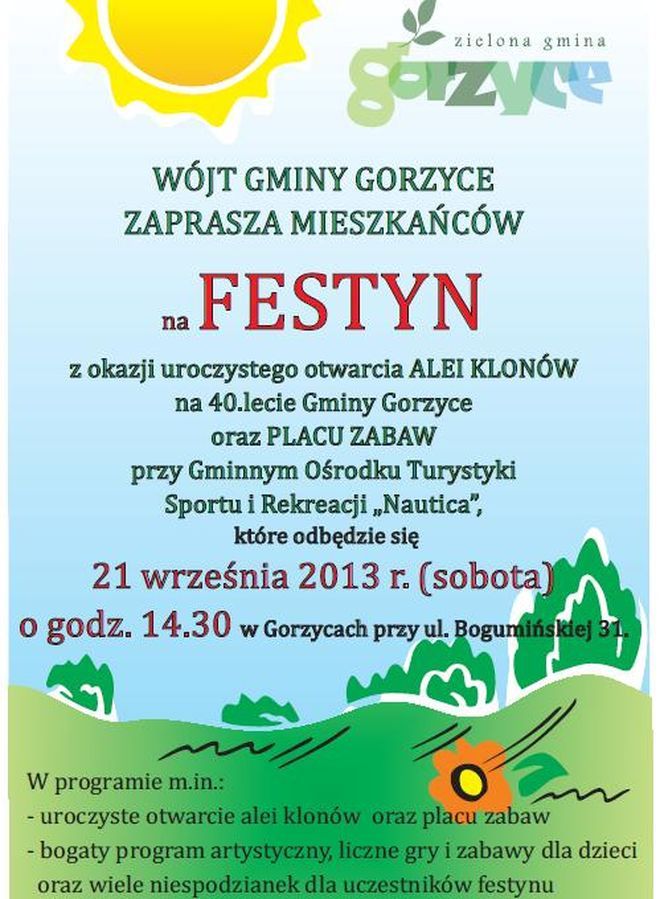 Weekendowy festyn w Gorzycach, Materiały prasowe