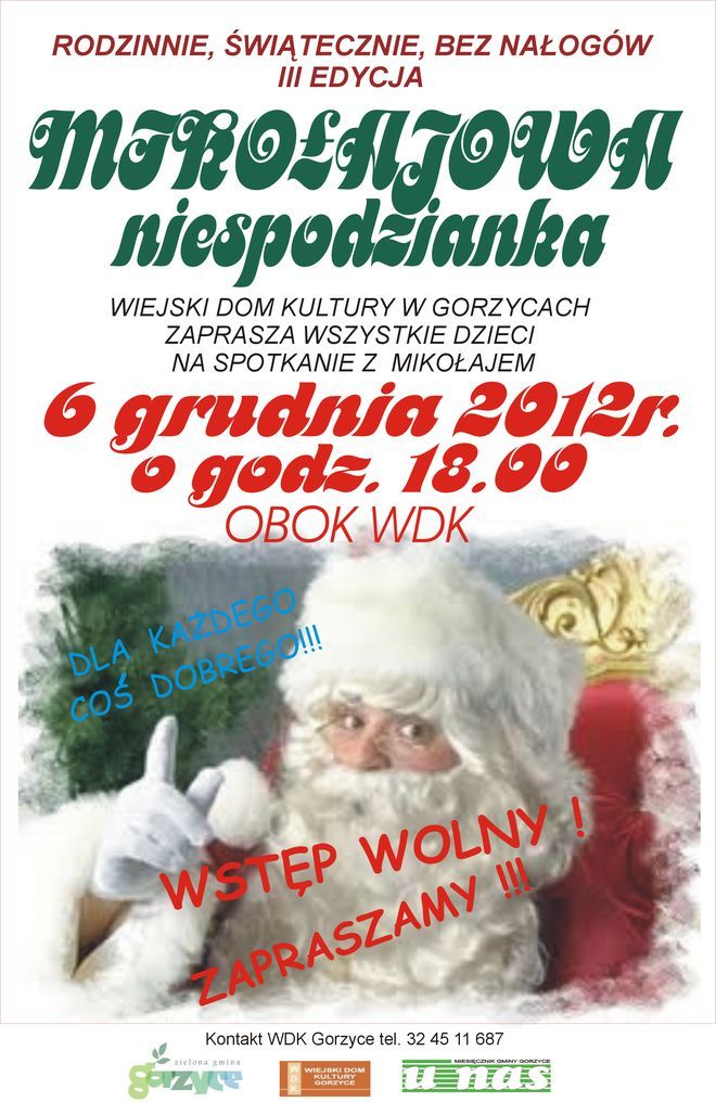 Święty Mikołaj odwiedzi dzieci w Gorzycach, Materiały prasowe