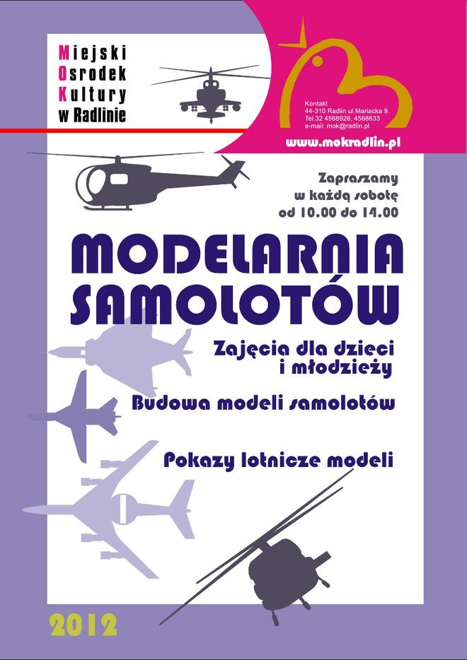 MOK Radlin: młodzi będą tworzyć modele samolotów, Materiały prasowe