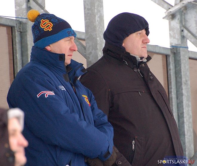 Prezes Grzegorz Gostyński (z prawej) nie chciał zwalniać trenera Babuchowskiego