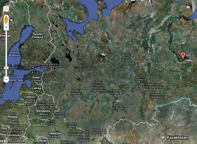 T. Sikora: na Syberię po medal, źródło: Google Maps